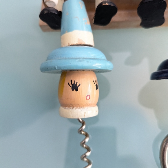 Vintage 1950s Wooden Wine Opener & Bottle Opener Bar Tools Wood Dolls in Stocks - Picture 8 of 10